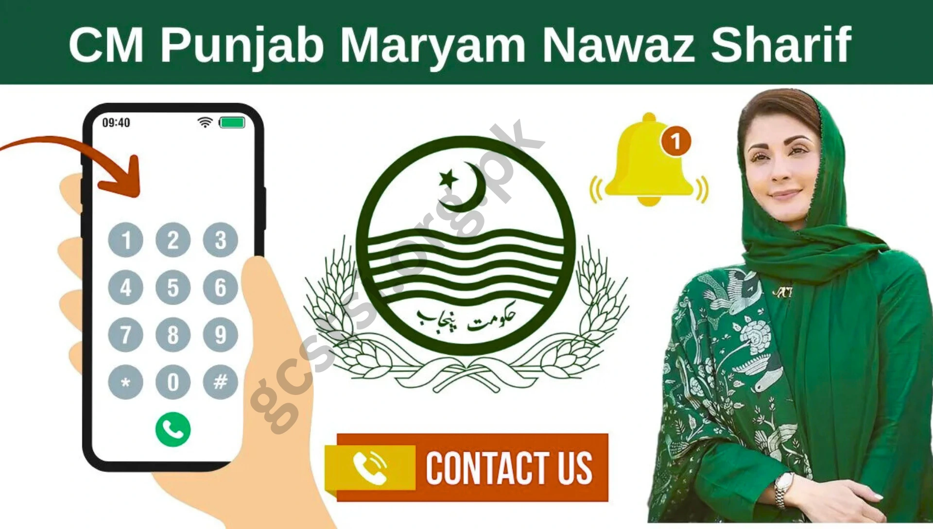 CM Punjab Maryam Nawaz Sharif Office Contact Number
